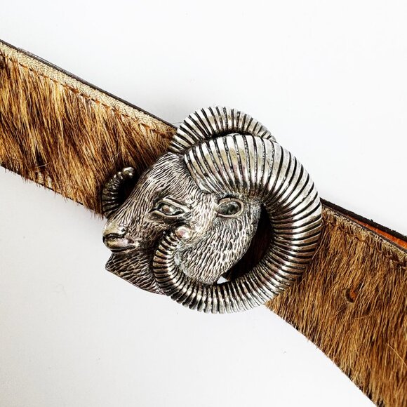 RAM by Henry Wilson Belt Buckle Limited Edition Sterling Silver Fur Belt Vintage - Picture 4 of 13